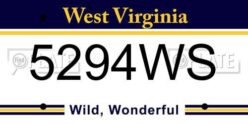 5294WS West Virginia License Plate