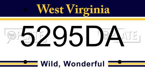 5295DA West Virginia License Plate