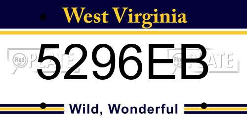 5296EB West Virginia License Plate