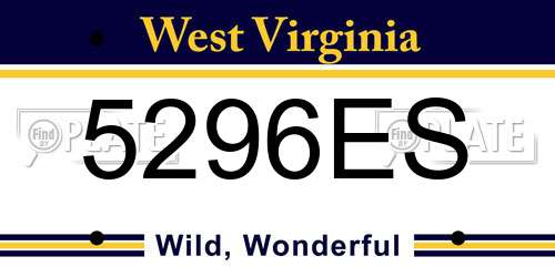 5296ES West Virginia License Plate