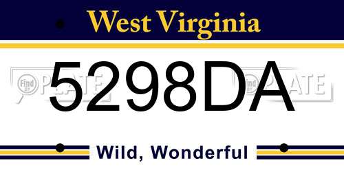 5298DA West Virginia License Plate