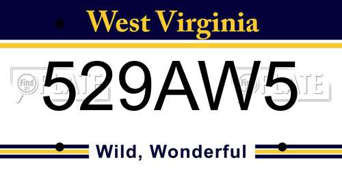 529AW5 West Virginia License Plate