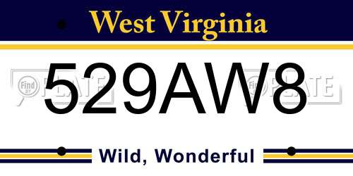 529AW8 West Virginia License Plate