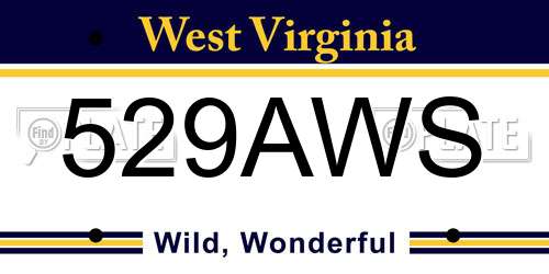 529AWS West Virginia License Plate