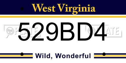 529BD4 West Virginia License Plate