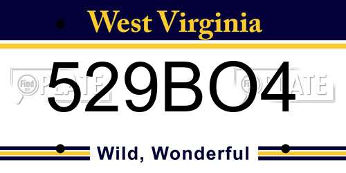 529BO4 West Virginia License Plate
