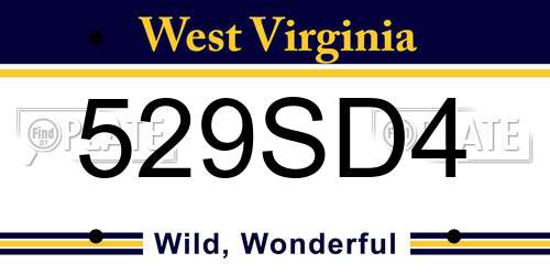 529SD4 West Virginia License Plate