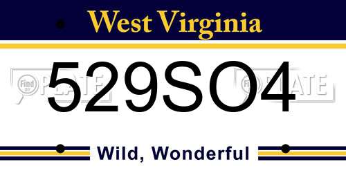 529SO4 West Virginia License Plate
