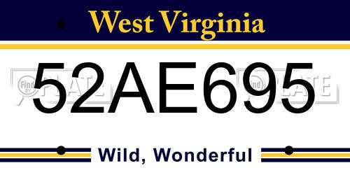 52AE695 West Virginia License Plate