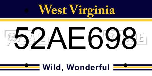 52AE698 West Virginia License Plate
