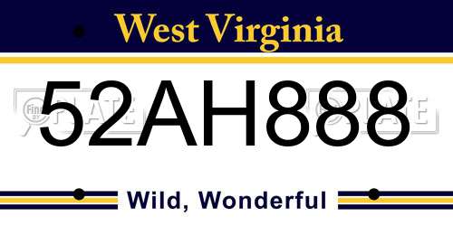 52AH888 West Virginia License Plate