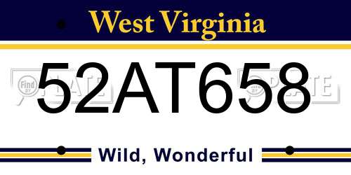 52AT658 West Virginia License Plate