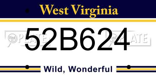 52B624 West Virginia License Plate