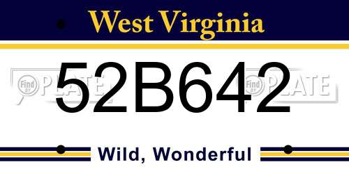 52B642 West Virginia License Plate