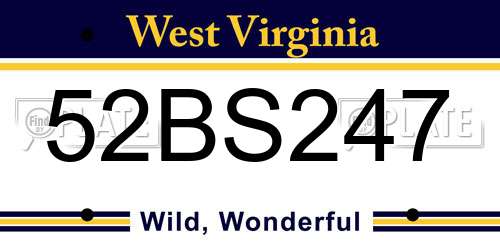 52BS247 West Virginia License Plate
