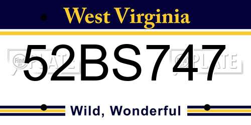 52BS747 West Virginia License Plate