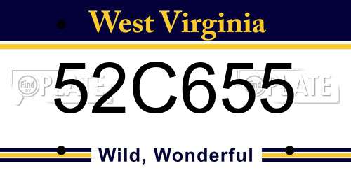 52C655 West Virginia License Plate