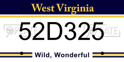 52D325 West Virginia License Plate