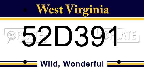 52D391 West Virginia License Plate