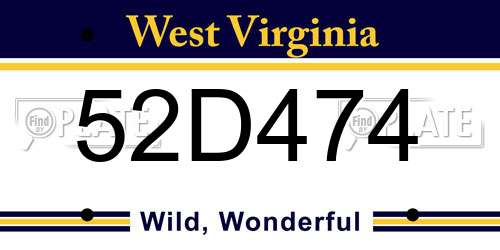 52D474 West Virginia License Plate