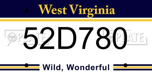 52D780 West Virginia License Plate