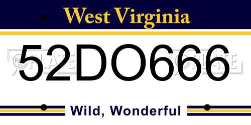52DO666 West Virginia License Plate