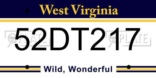 52DT217 West Virginia License Plate