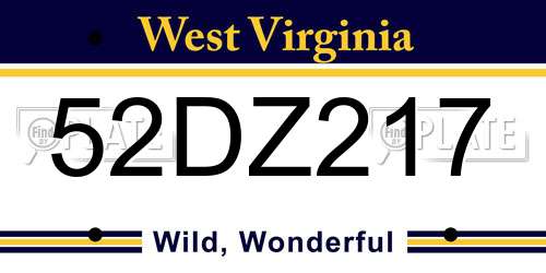 52DZ217 West Virginia License Plate