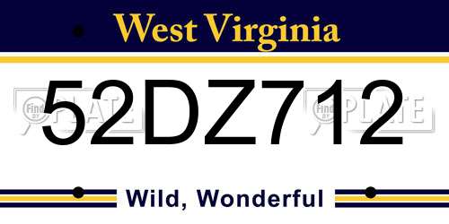 52DZ712 West Virginia License Plate