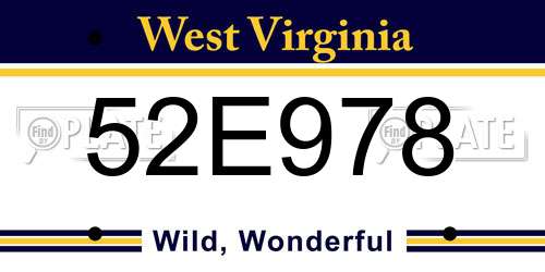 52E978 West Virginia License Plate
