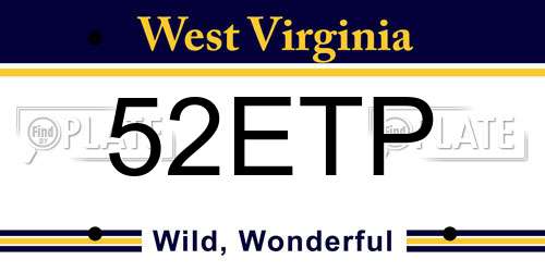 52ETP West Virginia License Plate