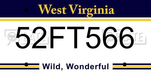 52FT566 West Virginia License Plate