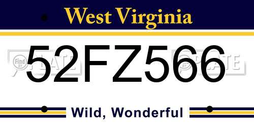 52FZ566 West Virginia License Plate