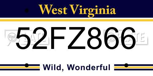 52FZ866 West Virginia License Plate