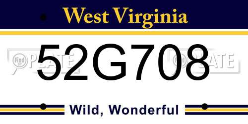 52G708 West Virginia License Plate