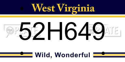 52H649 West Virginia License Plate