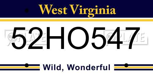 52HO547 West Virginia License Plate