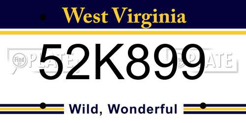 52K899 West Virginia License Plate