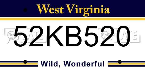 52KB520 West Virginia License Plate