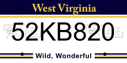 52KB820 West Virginia License Plate