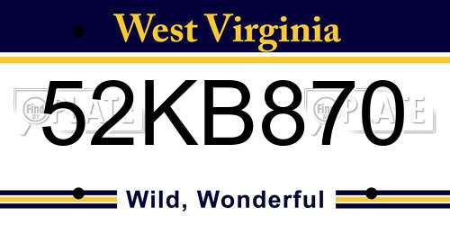 52KB870 West Virginia License Plate