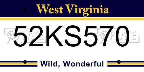 52KS570 West Virginia License Plate