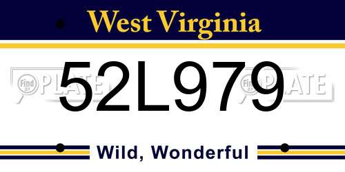 52L979 West Virginia License Plate