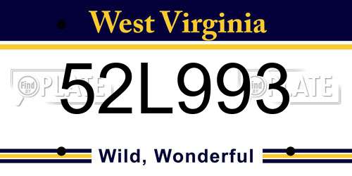 52L993 West Virginia License Plate