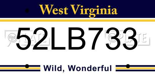 52LB733 West Virginia License Plate