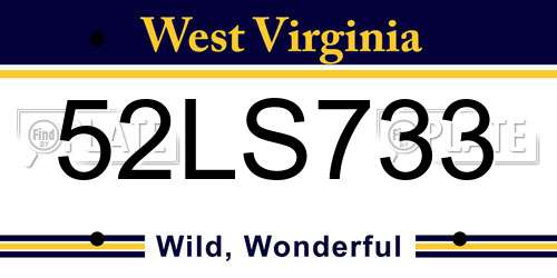 52LS733 West Virginia License Plate