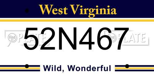 52N467 West Virginia License Plate
