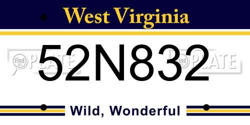 52N832 West Virginia License Plate