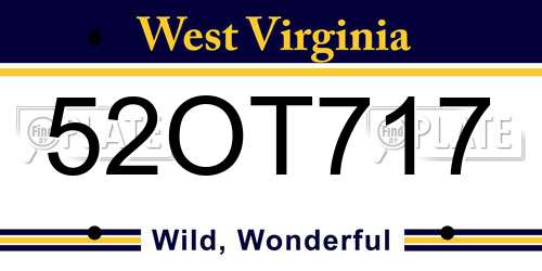 52OT717 West Virginia License Plate