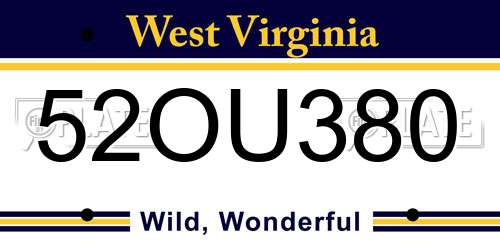 52OU380 West Virginia License Plate